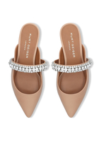 Princely Embellished-Strap Leather Mules